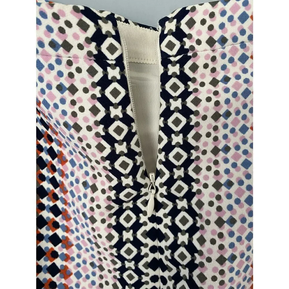 J. Crew women’s lined pencil skirt/pink Geo multishaped design / 4